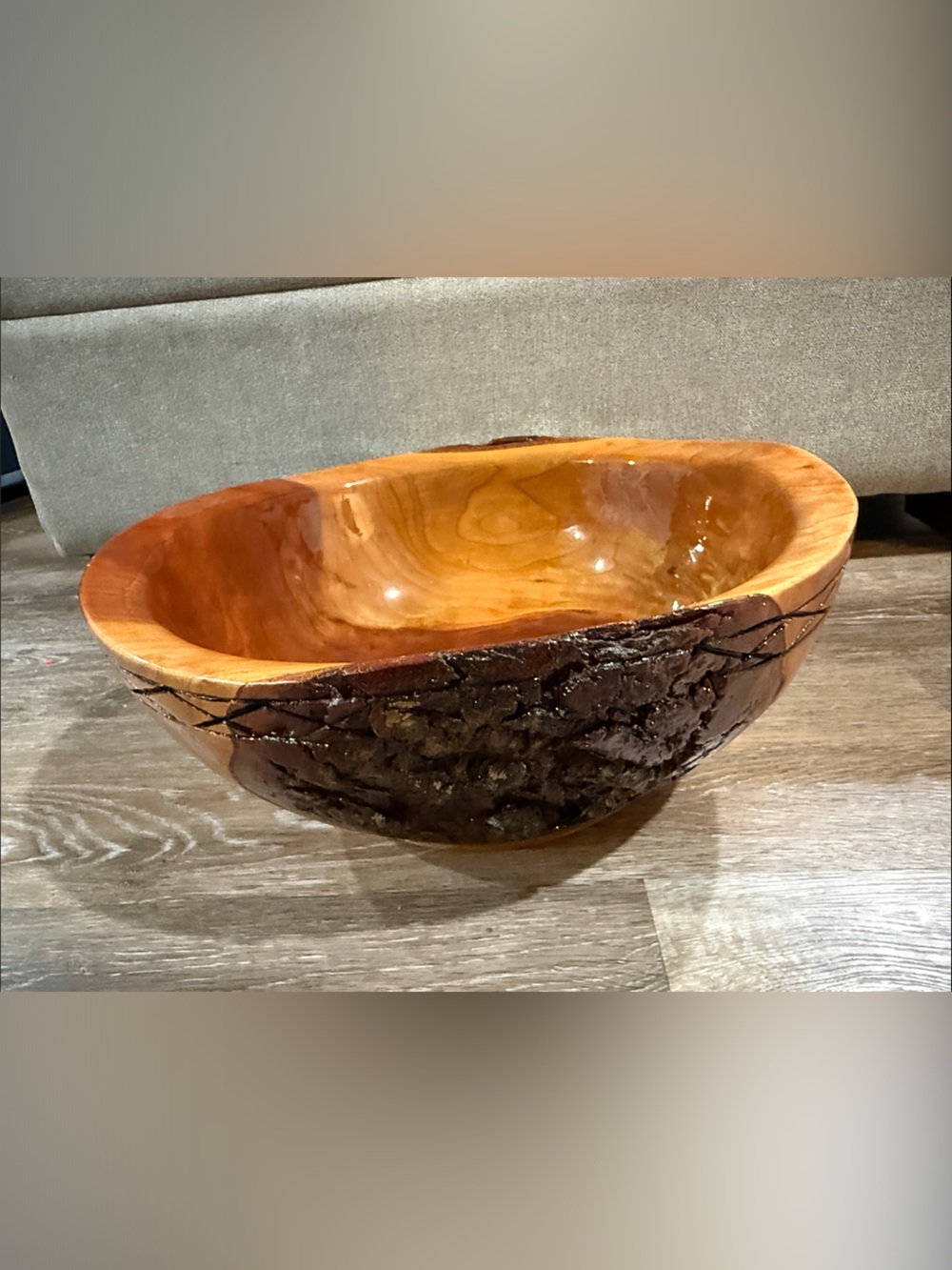 Handcrafted Natural Wood Decorative Bowl in Warm Brown